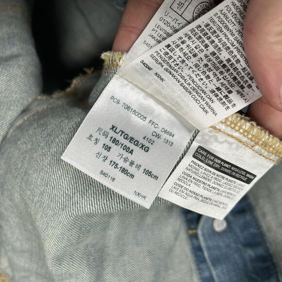 Levis Denim Trucker Vest Mens XL Blue Distressed Acid Wash Western Jacket 2013 - Picture 13 of 14